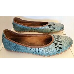 Spring Step Teal Patchwork Leather Flats EU 41 US 10 Comfort Shoes